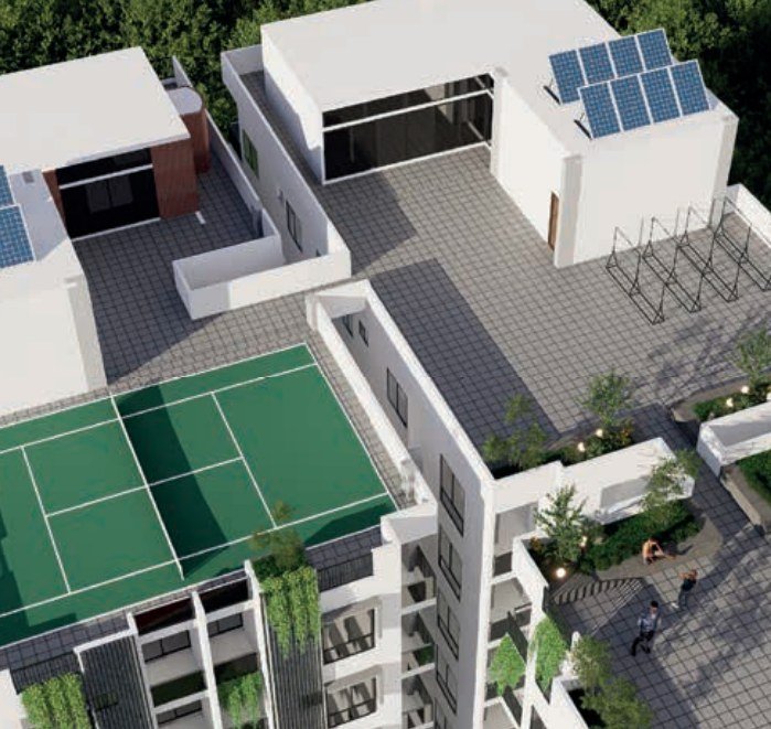 Rooftop badminton court