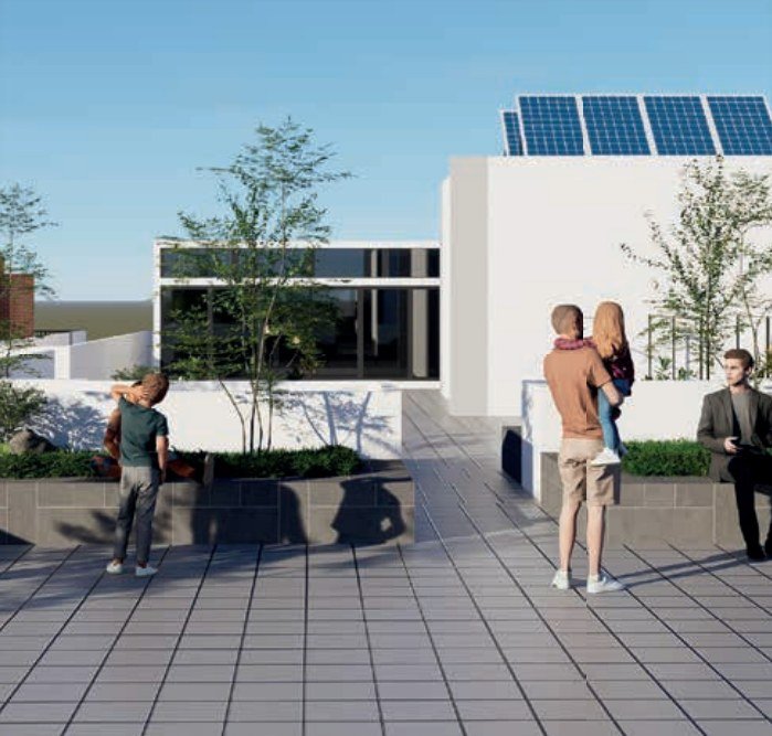 Landscaped garden and walking path