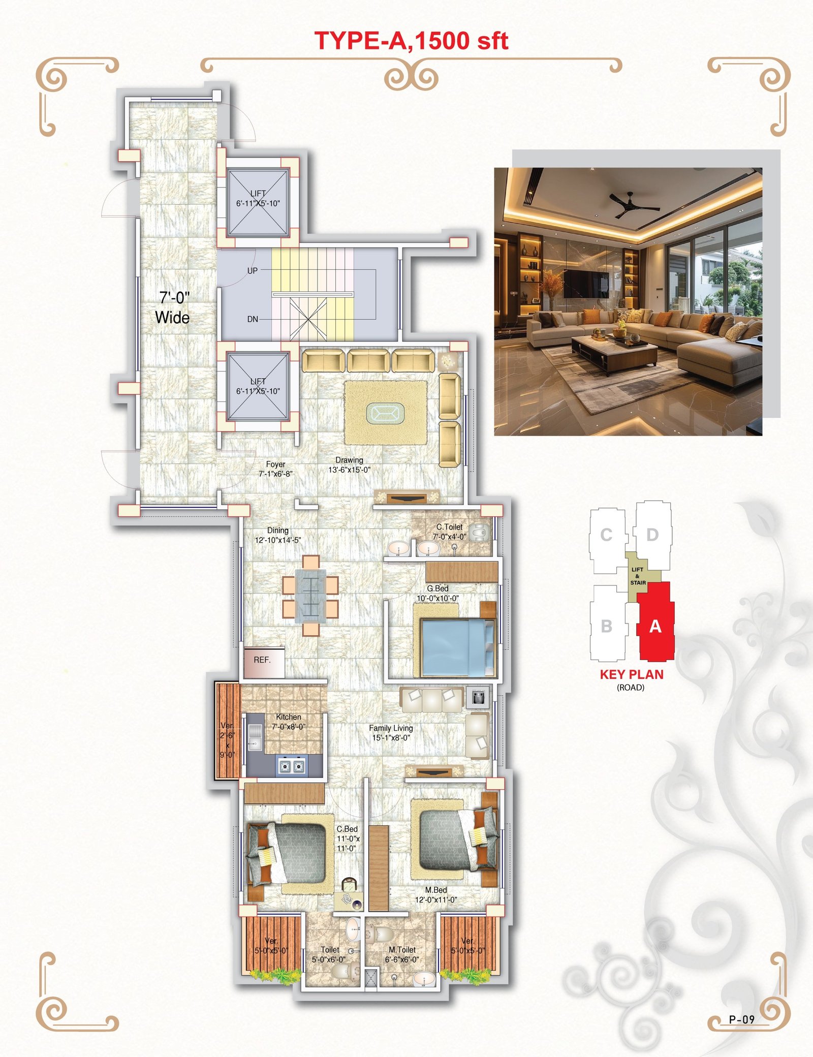 Halima Palace Type A floor plan, 1500 sft